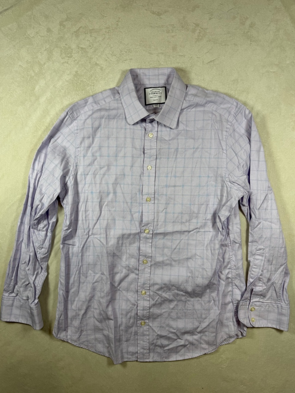 Charles Tyrwhitt Slim Fit 16.5 34 Lavender Check Men's Dress Shirt